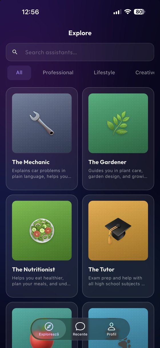 The AiPALS app, showing the list of experts